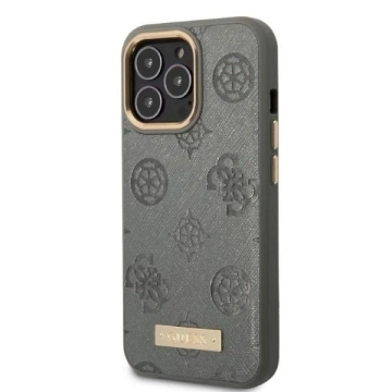 Etui Guess GUHMP13LSAPSTG für Apple iPhone 13 Pro / 13 6,1" szary/grey Hardcase Peony Logo Plate MagSafe