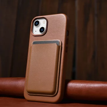 iCarer Case Lederhülle für iPhone 14 Plus braun (kompatibel mit MagSafe)