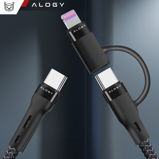 Kábel Alogy 2v1 USB-C to Lightning PowerDelivery pre Apple iPhone PD 60W 100cm čierny