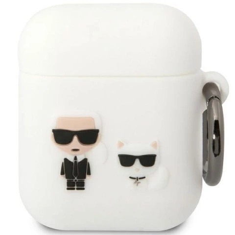 Karl Lagerfeld ochranné puzdro na slúchadlá pre AirPods 1/2 kryt biely/biely Silikón Karl