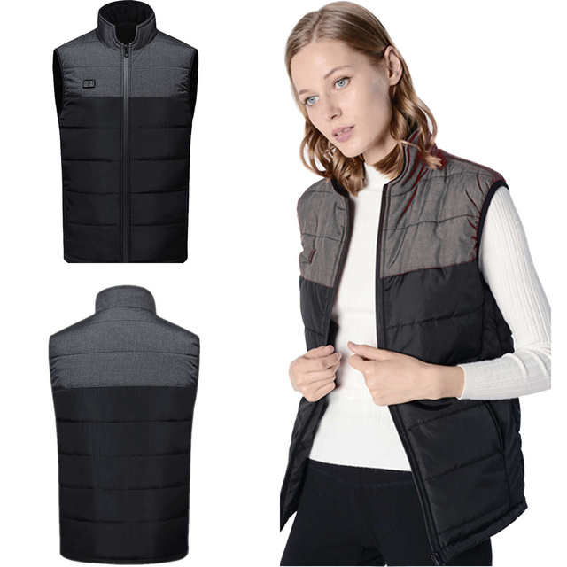 Heated Vest Heated Women Men's Quilted Sleeveless Jacket Electric Jacket Unisex Size M Winter Warm Black Gray