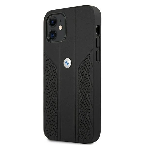 Etui BMW BMHCP12SRSPPK do iPhone 12 mini 5,4" hardcase Leather Curve Perforate czarny/black