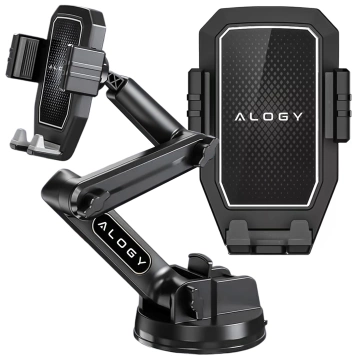 Car Phone Holder 7.2" for Truck Bus Lorry Excavator Car Long 43cm for Windshield Cockpit Alogy Black