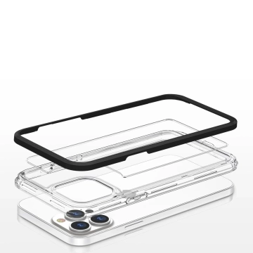 Clear 3in1 case for iPhone 13 Pro gel cover with frame black