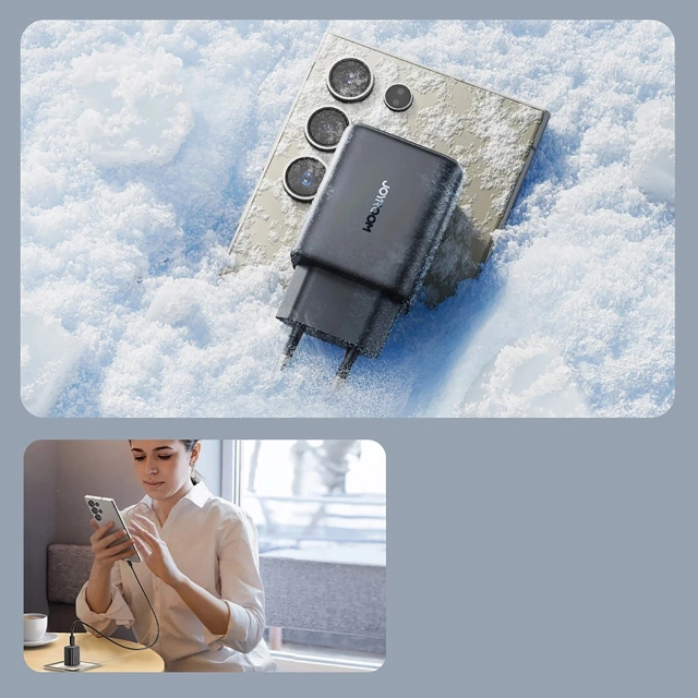 Sieťová nabíjačka Joyroom USB-C 25 W SFC / PPS / PD - Čierny kábel USB-C / USB-C 1 m