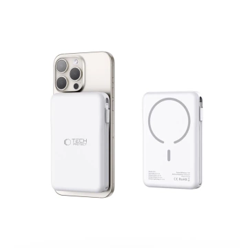Magnetická power banka s káblom PB31 Lifemag Magsafe Power Bank 10000 mAh (Type C Lightning) Biela