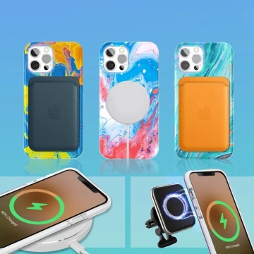 Kingxbar Watercolor Series colorful case for iPhone 12 Pro Max yellow-blue