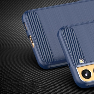 Carbon Phone Case for Samsung Galaxy S23 Plus flexible silicone carbon cover blue