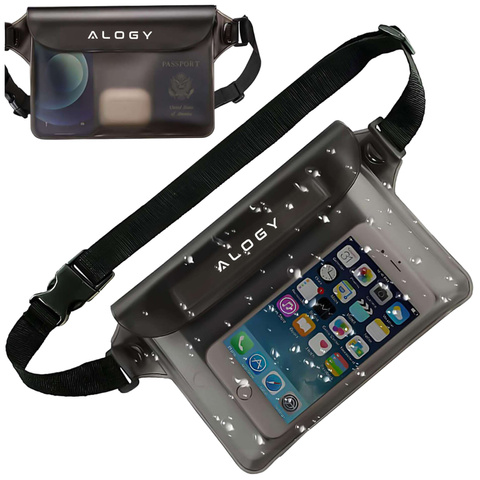 Vodotěsné pouzdro Pasová taška Pouzdro na telefon Vodotěsné pouzdro 21,5 x 23,5 cm Alogy Waterproof Black