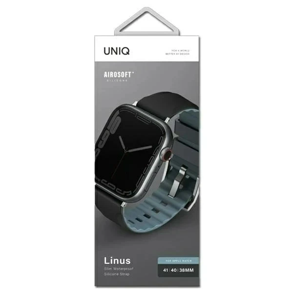 Hodinky UNIQ Linus Apple Watch Series 4/5/6/7/8/SE/SE2 38/40/41 mm Airosoft Silikónová čierna/polnočná čierna