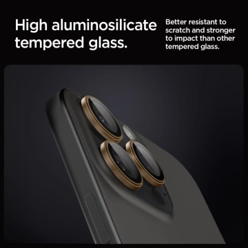 Spigen Optik Pro Glas.TR ”EZ FIT” Camera Protector 2-pack for iPhone 16 Pro / Pro Max Desert Titanium