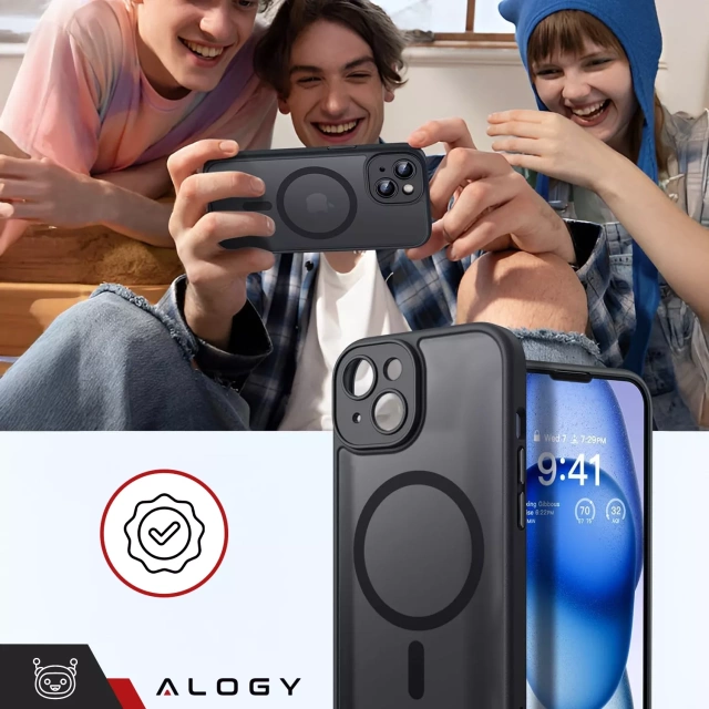 Apple iPhone 13 Case Alogy MagSafe Hybrid Matte Case Matte Cover with Lens Protection Black