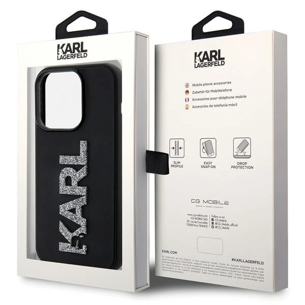 Etui Karl Lagerfeld KLHCP15L3DMBKCK для iPhone 15 Pro 6.1" чорний/чорний твердий чохол із 3D гумовим блискучим логотипом