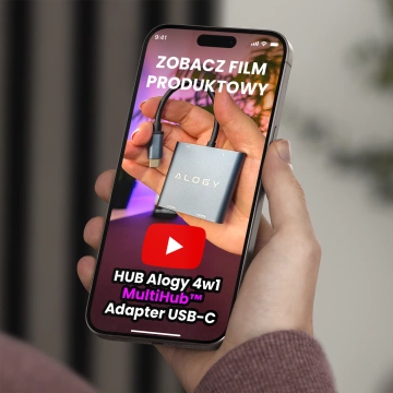 Розгалужувач HUB Alogy Adapter для ноутбука з USB-C на 3x USB-A 2.0 1x USB-A 3.0 сірий