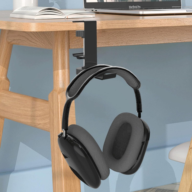 Stojan Držák na sluchátka, hliníkový stůl, nastavitelný, stolní stojan, věšák, háček, Černá