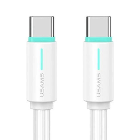 Kabel USAMS SJ734 USB-C do USB-C 1m, 60W, biały, YU Series, trwały i szybki