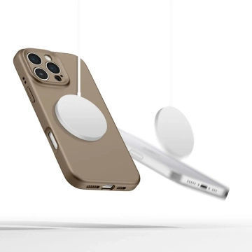 Tekutý silikónový obal Etui Tech-Protect MagSafe pre iPhone 16 Pro Max, hnedý