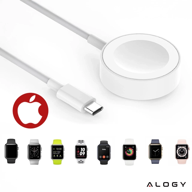 Alogy magnetický QI indukčný nabíjací kábel pre Apple Watch USB-C typ C 100cm 1M biely