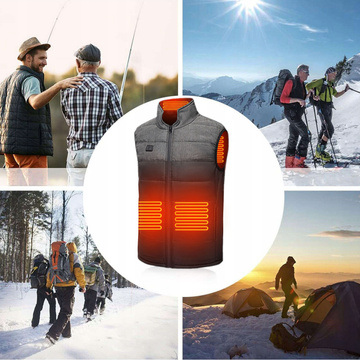 Heated Vest Heated Women's Men's Quilted Sleeveless Jacket Electric Jacket Unisex Size L Winter Warm Black Gray