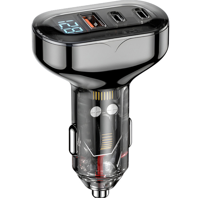 Car charger 2x USB-C C PD 36W USB QC 3.0 LED fast for the phone, powerful 72W Alogy black Case