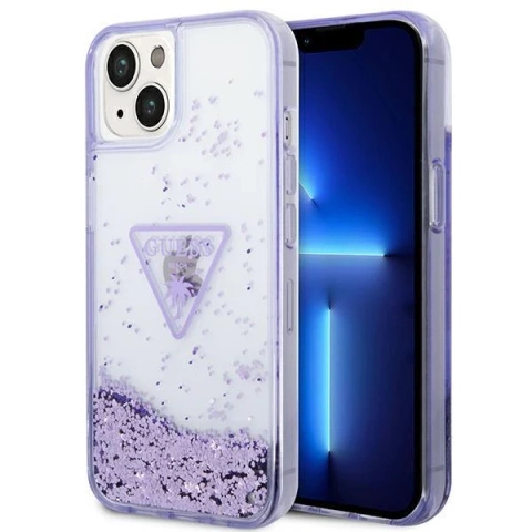 Etui Guess GUHCP14MLFCTPU do Apple iPhone 14 Plus 6,7" fioletoowy/fialové pevné pouzdro Liquid Glitter Palm Collection