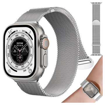 Náramok z alogickej ocele pre Apple Watch 42/44/45/49 mm z nehrdzavejúcej ocele Silver