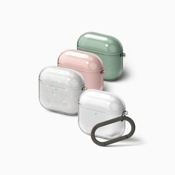 Чохол для Apple AirPods 4 з блискітками та прозорим карабінчиком