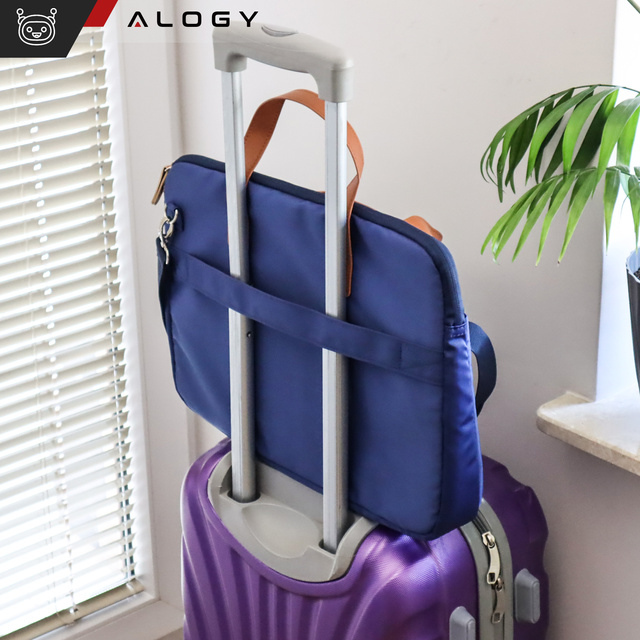 Men's and women's shoulder briefcase bag for laptop tablet 15.6 inch fabric travel cover Alogy Navy Blue