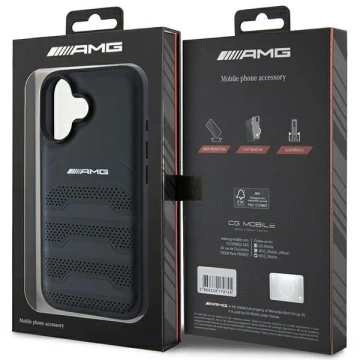 Etui do iPhone 16 AMG Leather Debossed Lines czarne
