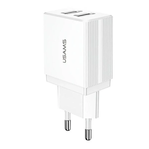 USAMS Wall charger 2xUSB T24 2.1A white / white (only head) CC90TC01 (US-CC090)