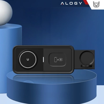 Bezdrôtová indukčná nabíjačka Qi QC 3.0 3v1 rýchla pre Apple iPhone Airpods Watch Nabíjacia stanica 15W čierna