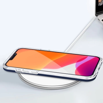 Clear 3in1 case for iPhone 13 Pro Max gel cover with frame blue