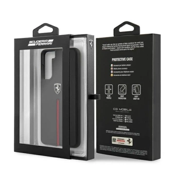 Ferrari Hardcase для Samsung Galaxy S21 Plus black/black Hardcase Off Track Leather Nylon Stripe