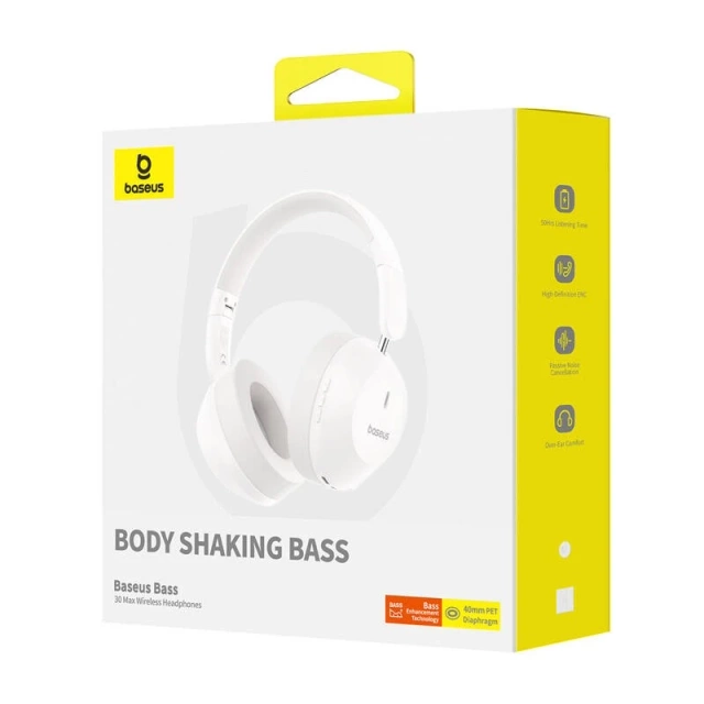 Baseus Bass 30 Max Wireless Headphones White