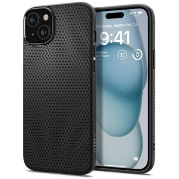 Etui do iPhone 15 Plus Spigen Liquid Air Case obudowa plecki ochronne Matte Black + Szkło