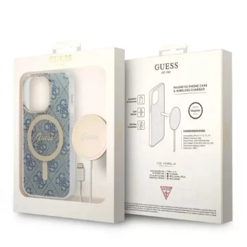 Zestaw Guess GUBPP14XHMEACSK Case Charger iPhone 14 Pro Max 6,7" čierne/čierne pevné puzdro MagSafe Marble