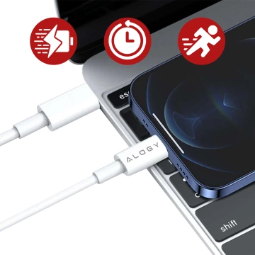 Alogy rýchla nástenná nabíjačka USB-C PD 20W Lightning kábel 1m Biela