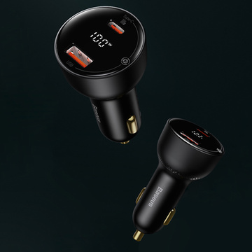 Швидкий автомобільний зарядний пристрій Baseus Superme USB USB Type C 100W PPS QC PD Black