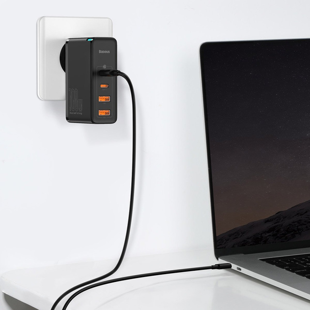 Baseus GaN2 Pro nástěnná nabíječka, 2x USB, 2x USB-C, 100W, EU (černá)