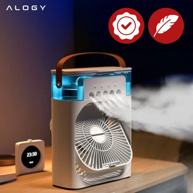Alogy DeskBreeze™ stolní ventilátor 3 v 1, malá podlahová cirkulační jednotka se zvlhčovačem, časovačem a LED podsvícením, USB-C