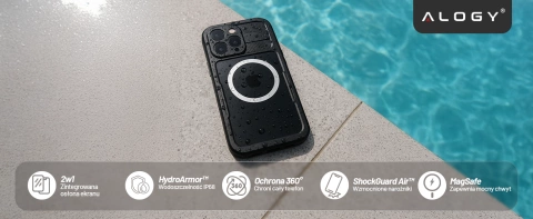 Vodotesné puzdro Alogy HydroArmor™ IP68 s priehľadným zadným pancierovým krytom 360 pre MagSafe pre Apple iPhone 16 Pro Max