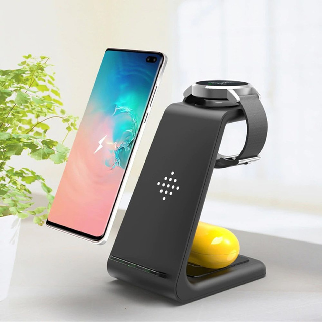 A7 3in1 Wireless Charger Schwarzes Dockingstation-Ladegerät