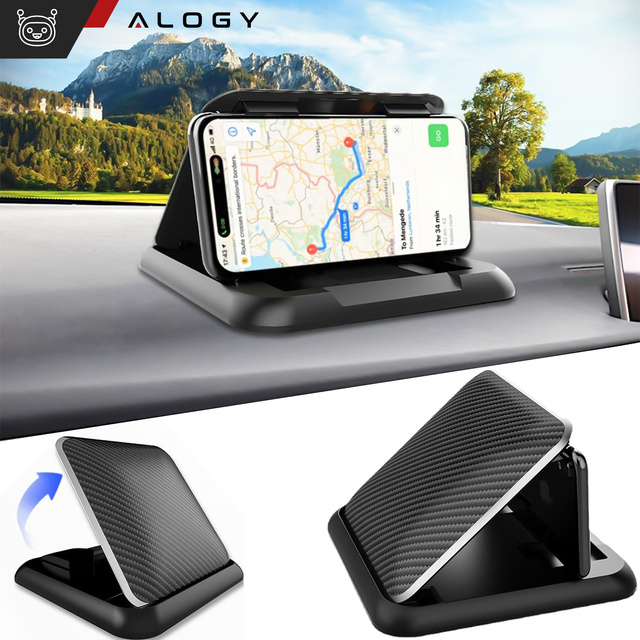 Alogy Carbon držák na palubní desku do auta pro telefon až 6,8 palce GPS černý organizér