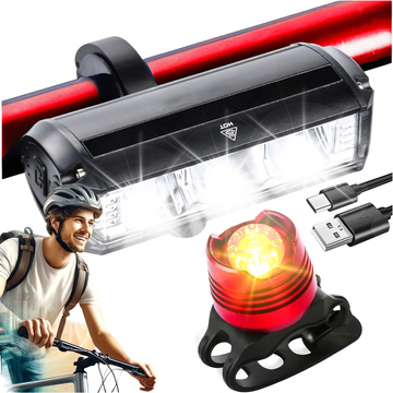 Bicycle lamp front rear LED light bicycle lighting for bicycle front rear Strong 900lm Alogy black red