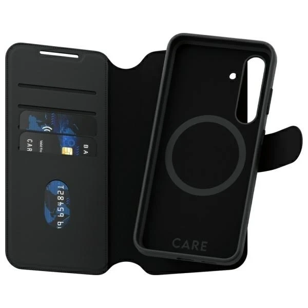 Hülle für Samsung Galaxy S24 CARE von PanzerGlass Feature Tango Wallet 2in1 Schwarz
