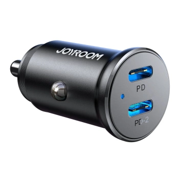 Joyroom JR-CCN06 30W Metal Car Charger, 2x USB-C – Black