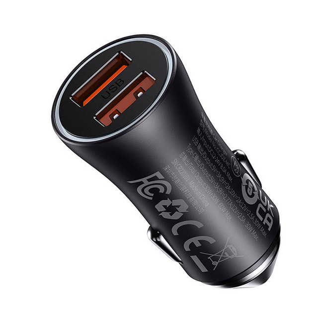 Baseus Golden Contactor Max 2x USB 60W Car Charger Gray