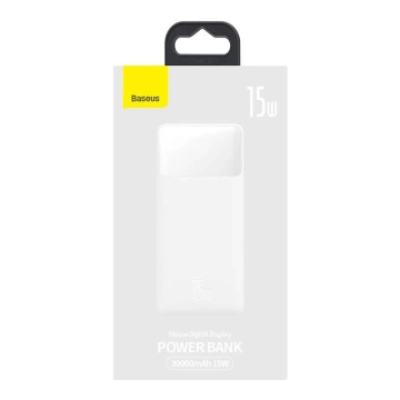 Baseus Bipow 30000mAh Powerbank, 2xUSB, USB-C, 15W (білий)