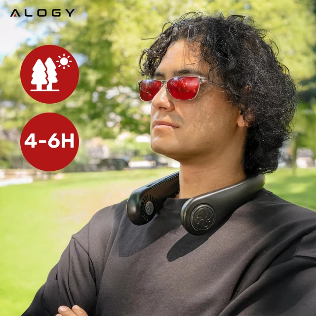 Alogy BreezeNeck™ Nackenventilator Mini-Luftzirkulator mit Display 1500mAh Schwarz