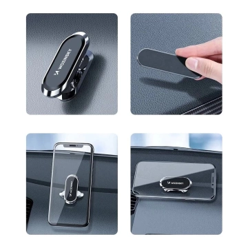 Wozinsky self-adhesive magnetic car holder 360 for dashboard silver (WMH-06)